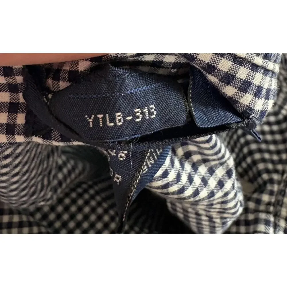 RALPH LAUREN Boys Navy L Gingham Short Sleeve Button Down Shirt Red Pony